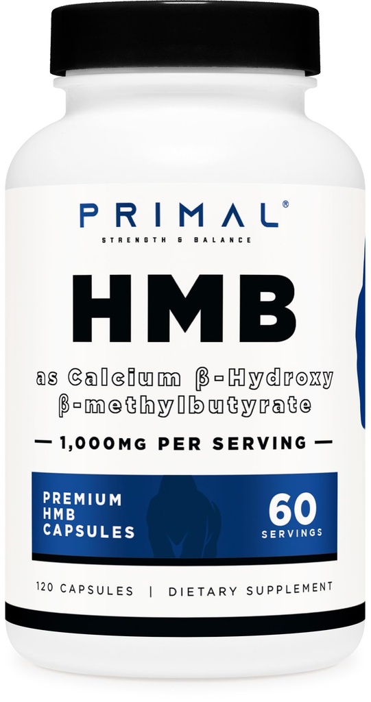 Primal HMB (1000mg, 120 캡슐) | Athlete 공식, 글루텐 프리, 비 GMO, 60 인분