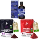 정글은 눈 USDA 유기 3.4oz를 위한 야생 Bilberry 추출물을 강화합니다 병, 블랙 레드 라즈베리 분말 번들 5 Ounce 가방, 바이킹 스무디 탈수 과일에 대한 냉동 건조 Raspberry