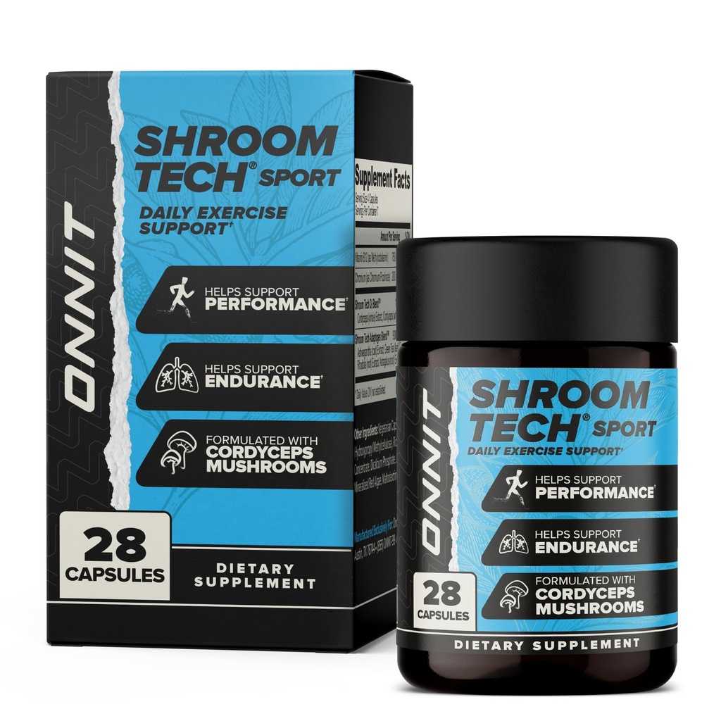 ONNIT Shroom 기술 스포츠 매일 운동 지원 캡슐, Cordyceps 버섯, Caffeine 자유로운 규정식 보충교재를 가진 전 운동 보충교재 매일 에너지 지원, 28 조사