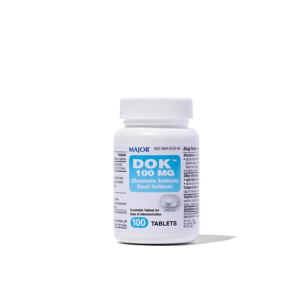 주요 투석 나트륨 100 mg - 변비 완화를위한 발판 연화제 정제 - 여성, 남성 및 어린이 연령 12 + - 100 정제를위한 발판 연화제