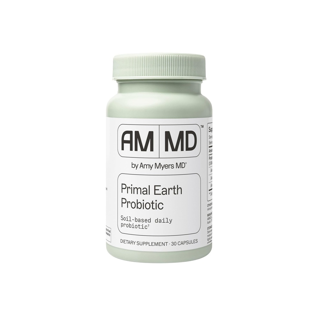 Amy Myers MD Primal Earth Probiotic - 소화 및 면역 지원 보충 - Soil-Based Probiotic - 글루텐 - 무료 & 비 치과 - Paleo-Friendly 성인 건강 보충 - 30 캡슐