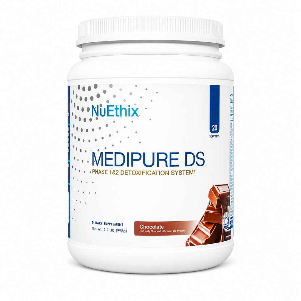NuEthix Formulations Medipure DS with Rice Protein Phase 1 & 2 Detoxification System, 몸의 천연 해독 과정, 초콜렛 (Non-Caffeinated), 21 서빙