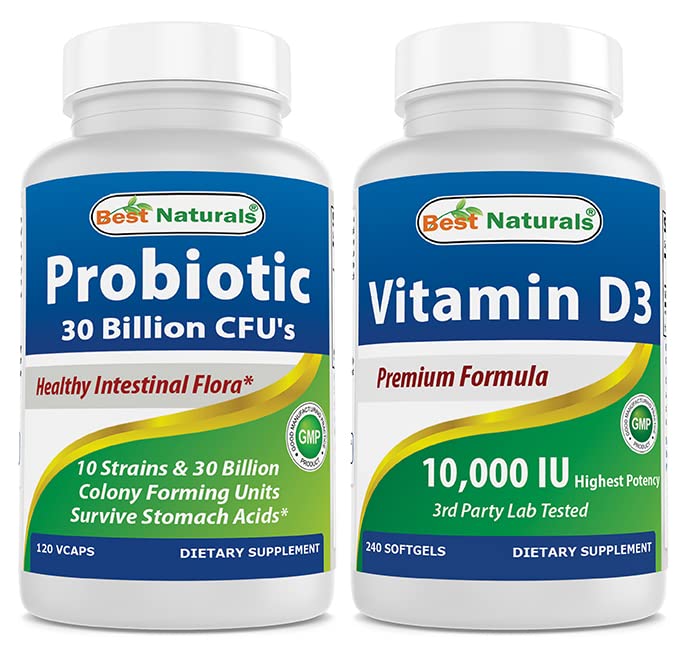 제일 자연적인 Probiotic 10 Strains & 30억 CFU & 비타민 D3 10000 IU