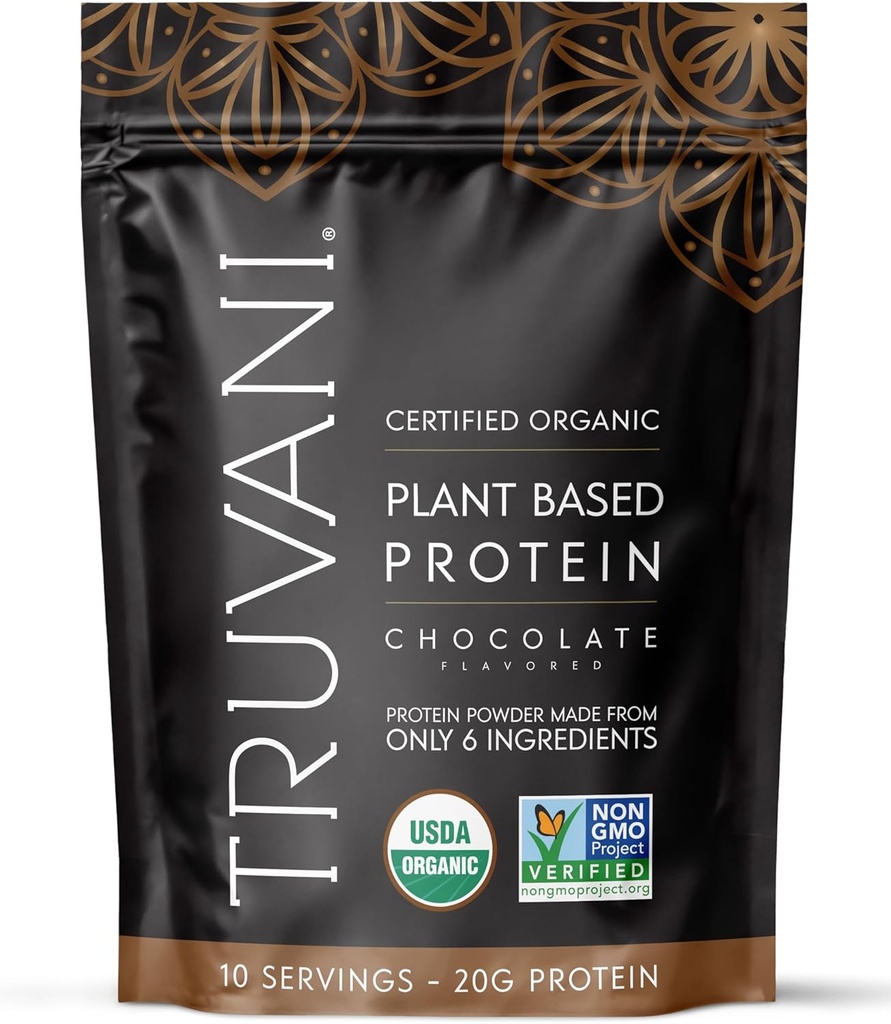 Truvani Vegan Pea Protein Powder | 초콜렛 | 20g 유기농 플랜트 단백질 | 10 인분 | Keto | Gluten & Dairy Free | Low Carb | 추가 설탕 없음