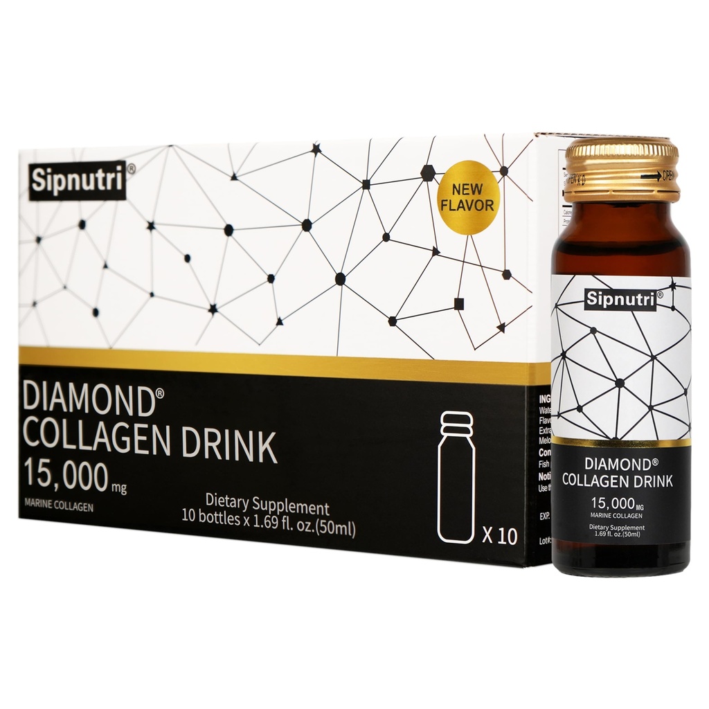 다이아몬드 액체 교원질 음료, 비타민 C, 석류, 건강한 머리 피부 못 합동 뼈 지원, 50 ml x 10 병을 가진 15000 mg 가수분해된 바다 교원질 펩티드