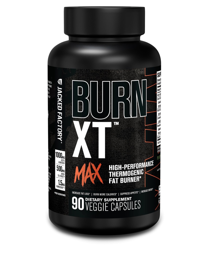 Jacked Factory Burn-XT Max - 고성능 Thermogenic 뚱뚱한 가열기 & 체중 감소 w/PurCaf 유기 카페인, MitoBurn, 녹차, Acetyl L Carnitine & 더 많은 것을 위한 Appetite 억제제 - 90의 캡슐
