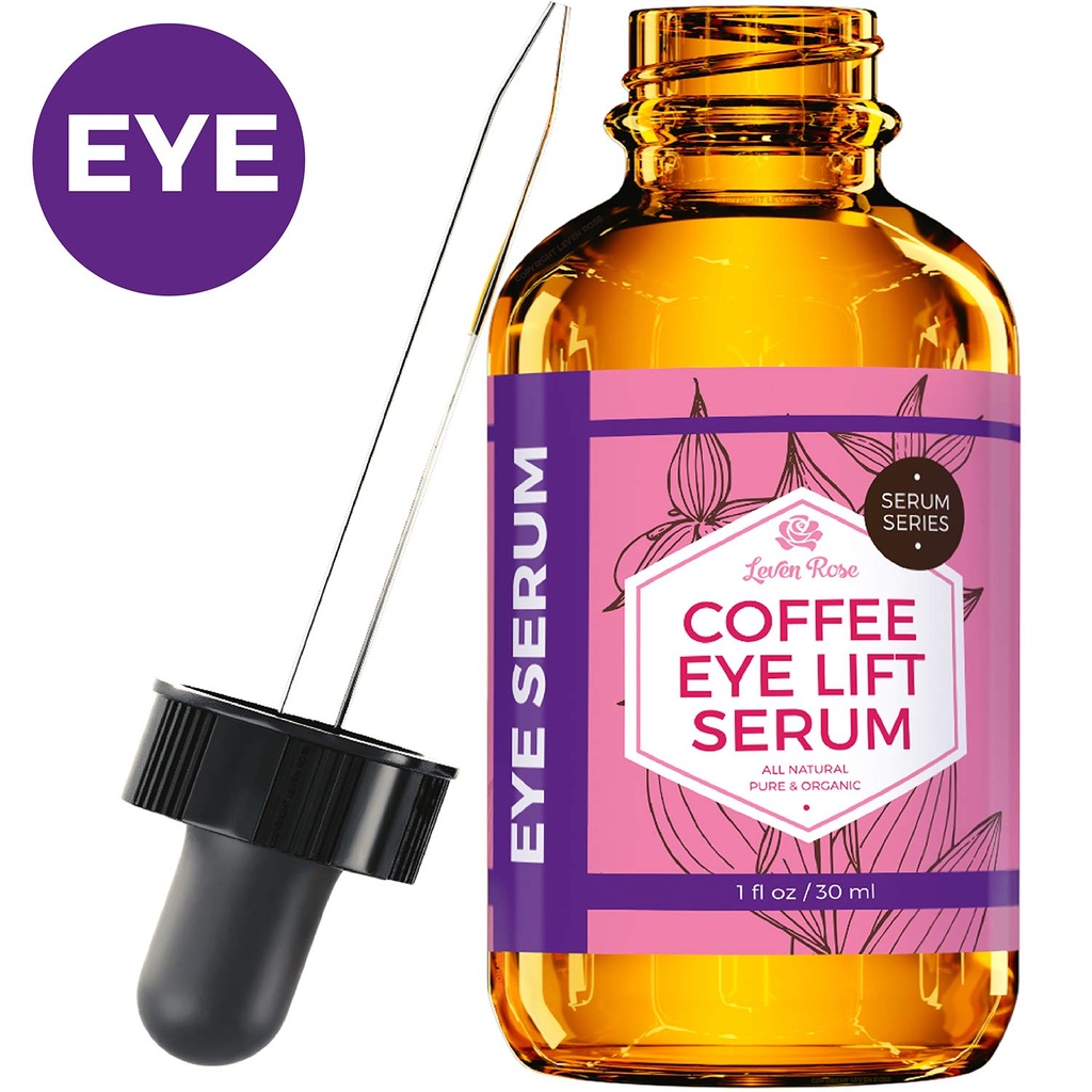 Leven Rose Coffee Oil Caffeine Serum for Eyes 1온스 - 눈 밑의 푹신한 부대를 위한 눈 혈청의 노화 방지 유기