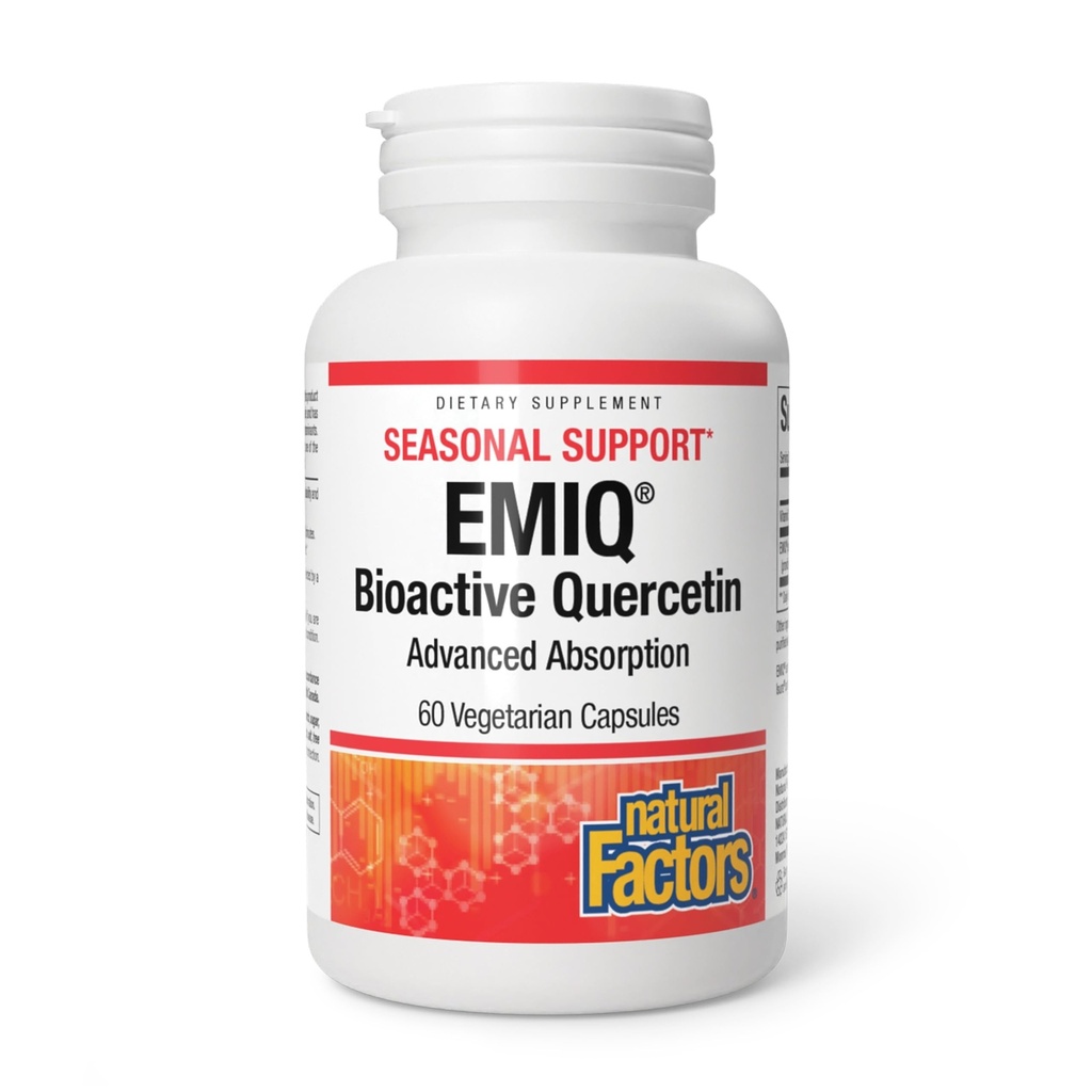자연적인 요인 Bioactive Quercetin EMIQ - 비타민 C를 가진 면제 지원 보충교재 - 위 호흡 & 심장 건강을 위한 Quercetin - 60 채식 캡슐 (60의 서빙)