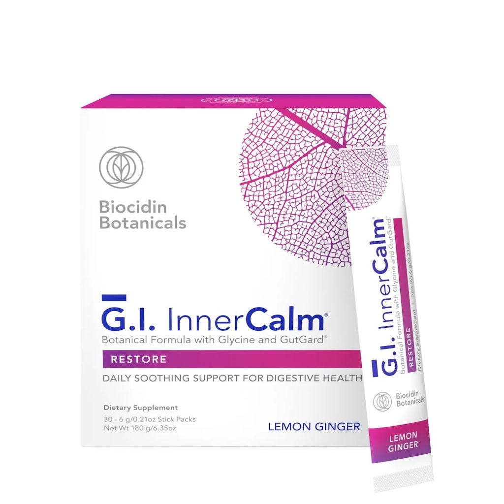 Bio-Botanical Research Biocidin 음료 믹스 - GI InnerCalm - 소화 건강, GI Detox, 건강한 계류 및 휴식의 센스 - 글리신과 소싱 공식 및 글루타민 (30 스틱 팩)