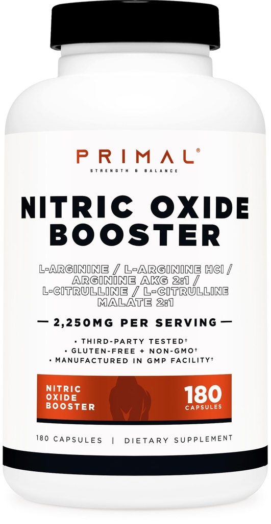 Primal Nitric 산화물 부스터 (2,250mg) (180 캡슐) - 60 서빙