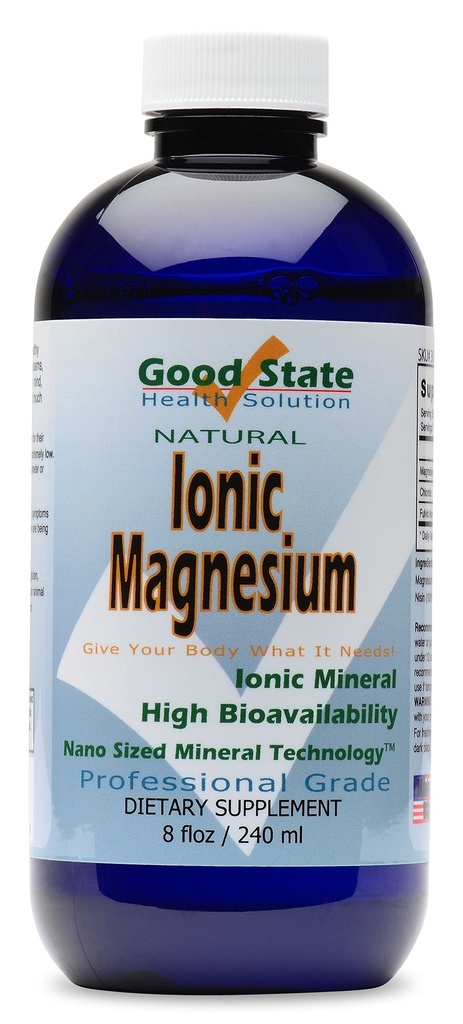 Good State Ionic Magnesium 8 oz - Natural - Nano Sized Mineral Technology - Professional Grade - 건강한 화학 및 효소 반응 지원 - 96 서빙 (8.1 fl oz)