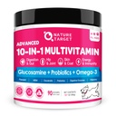 NATURE TARGET Dog Vitamins Powder, Probiotics & Digestive Enzymes for Gut Health, Glucosamine & Chondroitin & Omega 3, 집에서 만든 개 식품, 관절 및 피부 & 면역 지원을위한 완벽한 보충