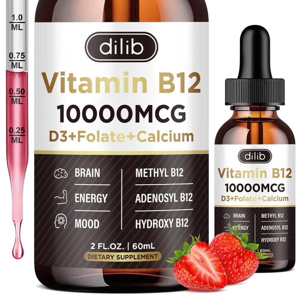 비타민 B12 액체 하락 이하 언어 10000 mcg, 세 배 B-12 복잡한 보충교재, 여성 & 남자를 위한 메틸 & 메틸 & 메틸 코발라민 혼합, 계피 & 건강 지원을 위한 메틸을 섞는 B 12