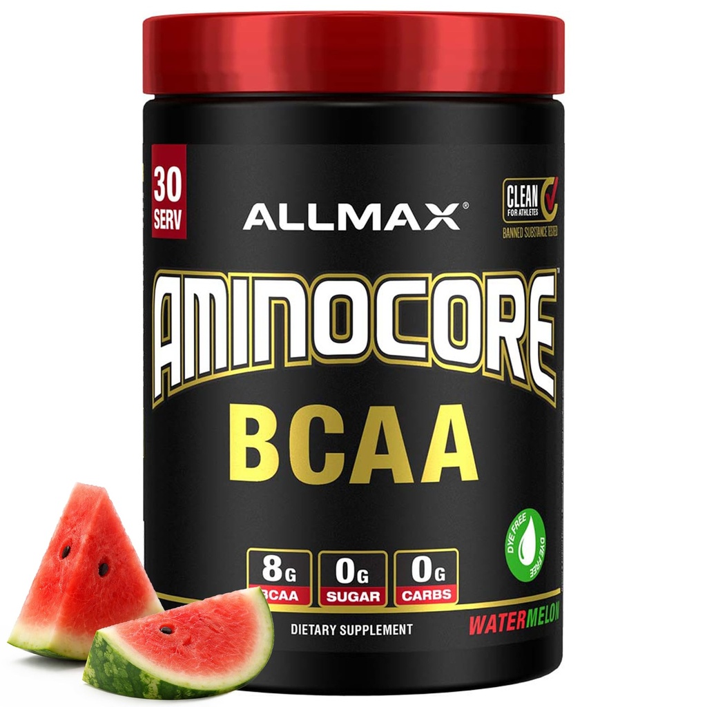 ALLMAX 영양 AMINOCORE BCAA – 8G BCAAs – 100% 순수한 분지 사슬 아미노산 – 글루텐 자유로운 - 수박 - 315 그램