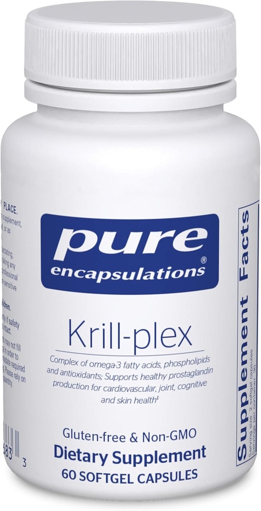 Pure Encapsulations Krill-Plex | Menstrual Comfort, Heart Health, Joint Support, Cognitive Function and Skin Health 지원 | 60 Softgel 캡슐 지원