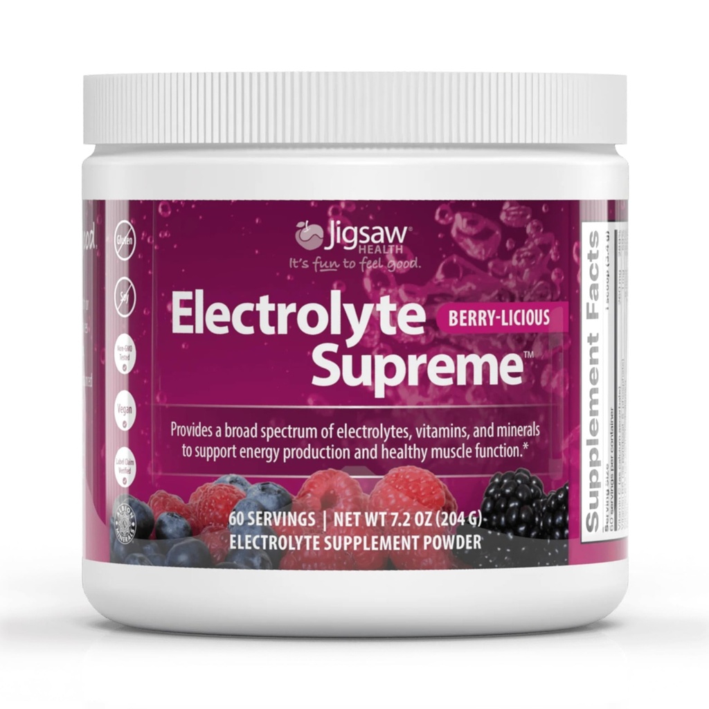 지그saw Health Electrolyte Supreme | 전기도트+트레이스 광물의 광대한 스펙트럼 | Berry-Licious flavor | 60 인분(Jar)