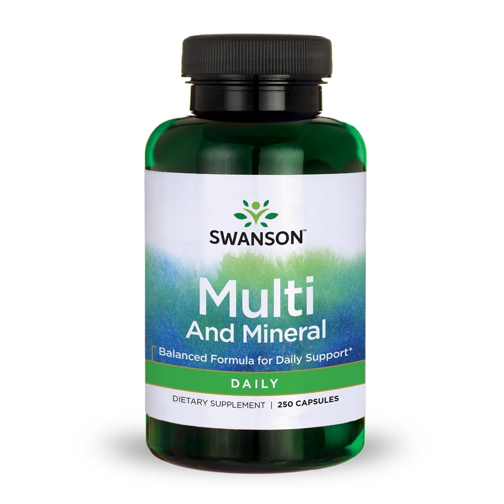 Swanson Multi and Mineral Daily Men's Women's Multivitamin Multimineral 건강 보충 250 캡슐 (캡)