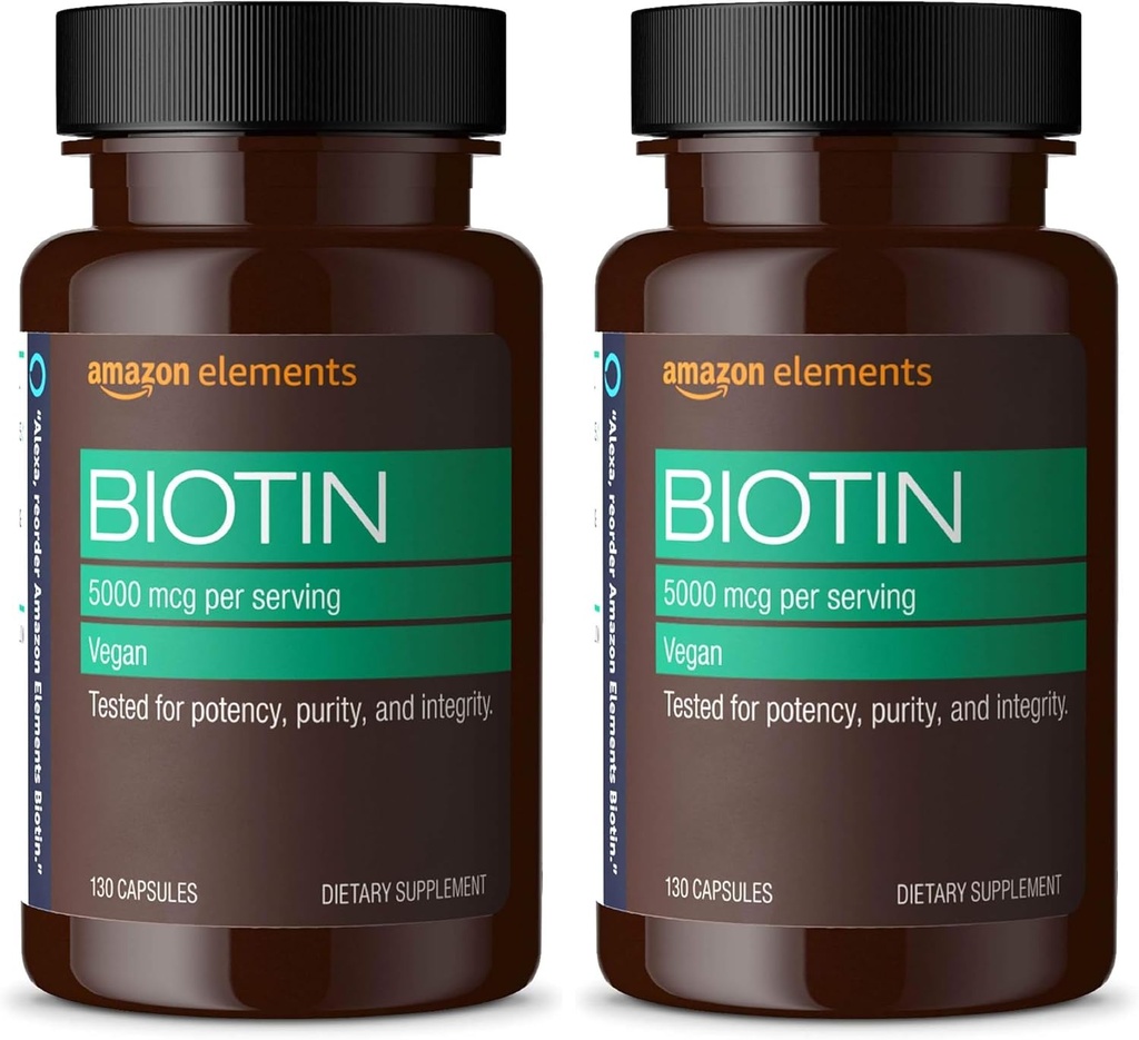 성분 Vegan Biotin 5000 mcg - 머리, 피부, 못, 130 캡슐 (4 달 공급) (포장 월병) (포장 2)