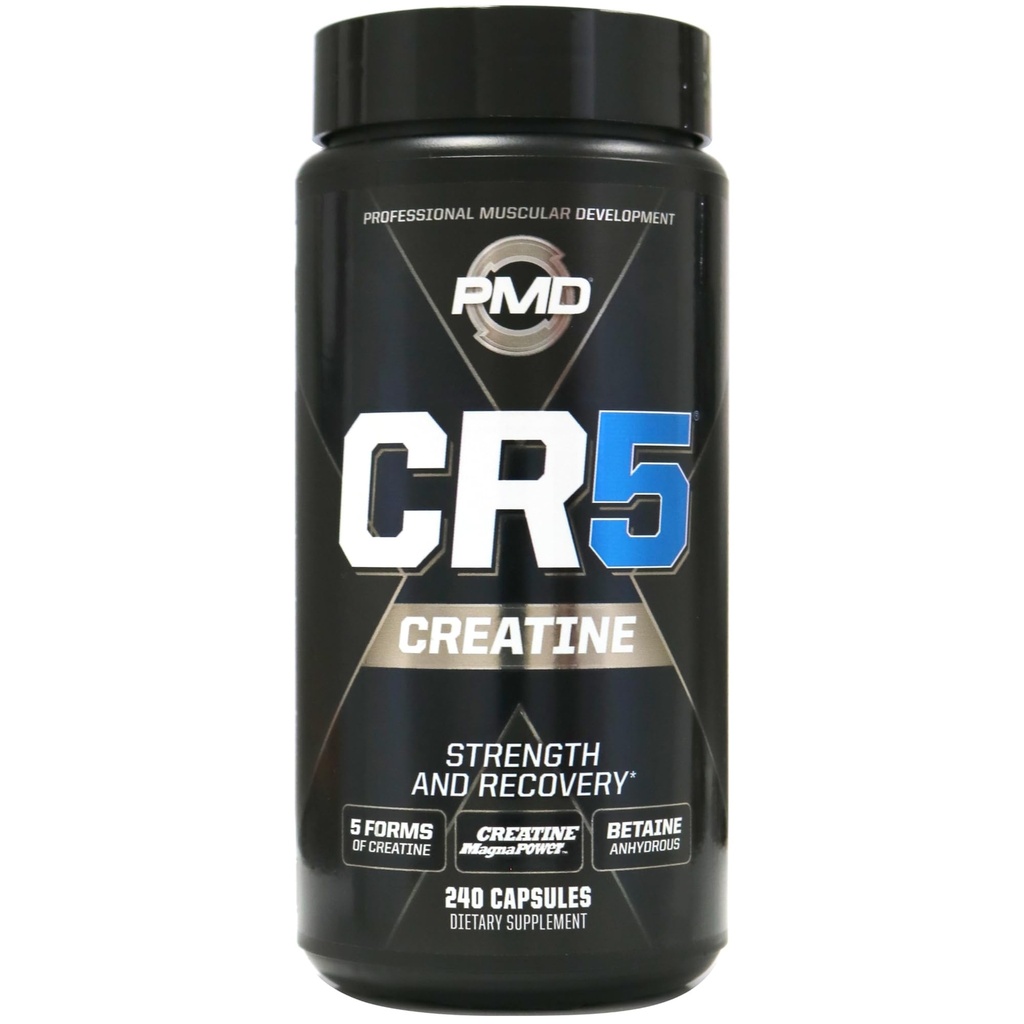 PMD Sports CR5 Professional Creatine Complex - 향상된 복구, Soreness 감소, Lean Muscle Mass Gainer - 힘, 내구시간 및 회복을위한 5 크레아틴 혼합 (240 크레아틴 캡슐)