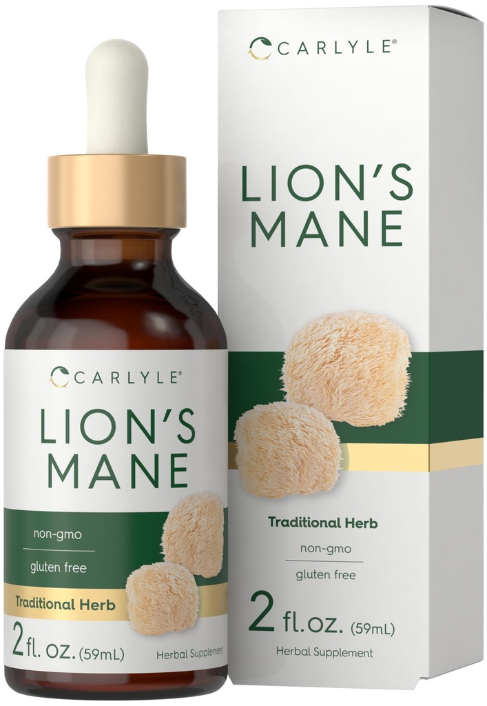 Carlyle Lions Mane 버섯 보충 | 2 Fl Oz | 액체 추출물 탄도 | 채식주의 | Non-GMO, 글루텐 프리