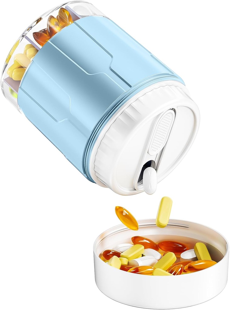 Odaro Extra Large Pill 주최자, Travel Pill Box 주최자, Daily Medicine 주최자 및 Storage 7 Compartment to Hold Medicine, Vitamin and Supplement - Blue
