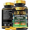 알로에 Vera 캡슐 보충교재 - 8in1 공식 - Turmeric, Cayenne Pepper, Marshmallow, Fennel, Gotu Kola, Ginger 및 Black Pepper와 결합 - 3 달 공급을 위한 90의 캡슐