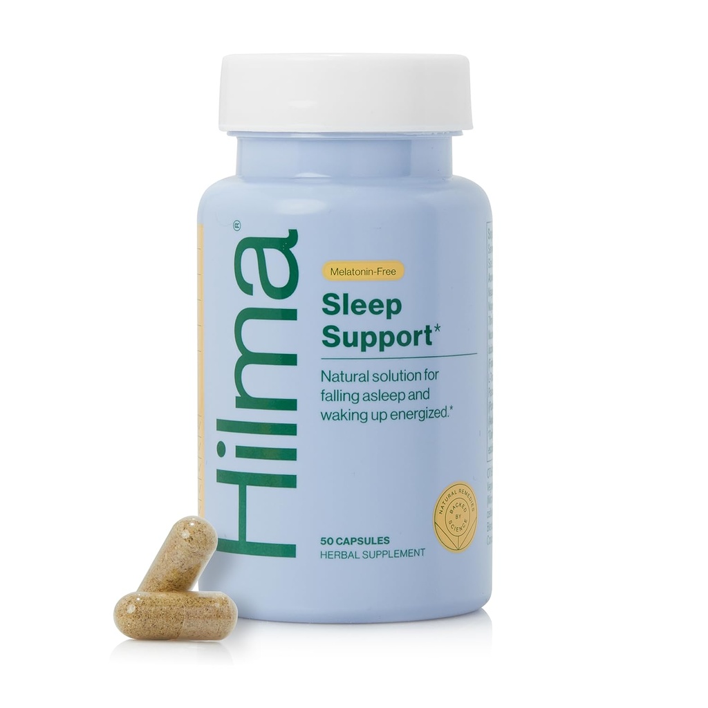Hilma Sleep Aid는 Magnesium & L-Theanine, 성인을 위한 자연적인 잠 원조로 공식화해 당신이 잠을 데우고 Asleep Melatonin-Free, Non-Drowsy Next Day Formula, 50 Vegan 캡슐을 체재합니다