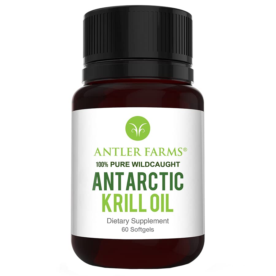 Antler 농장 - 100 % 순수 야생 잡은 남극 크릴 오일, Pristine 물, 60 Softgels - 깨끗하고 Omega-3 EPA + DHA 보충 w / Astaxanthin, 급속한 흡수