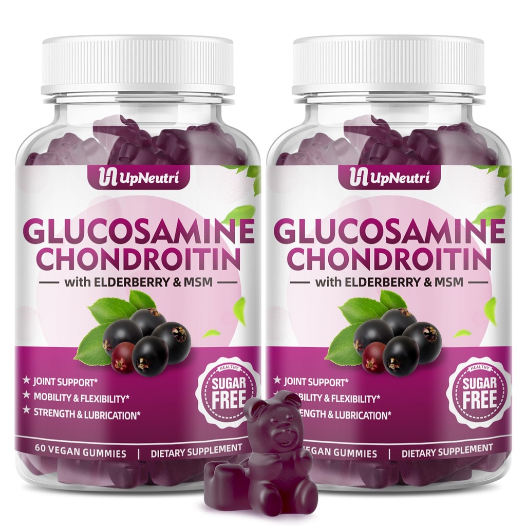 GGlucosamine Chondroitin Gummies Sugar Free, Chondroitin MSM & Turmeric를 가진 여분 힘 1500mg 글루코사민, 남자 & 여자 합동 건강을 위한 합동 지원 보충교재 (120의 조사 2))