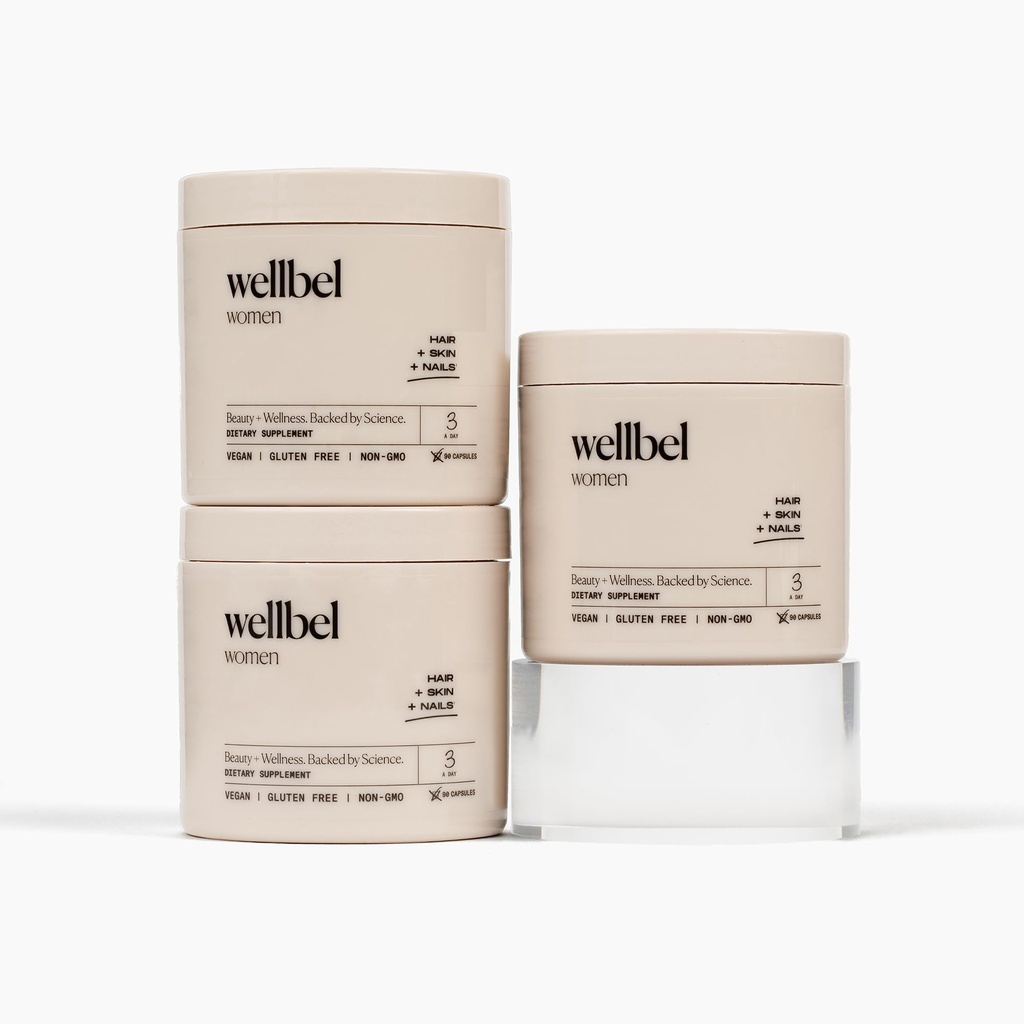 WELLBEL 여성 헤어, 피부, 손톱, 비건, 글루텐 무료 및 비 GMO 90 카운트 (3 팩)