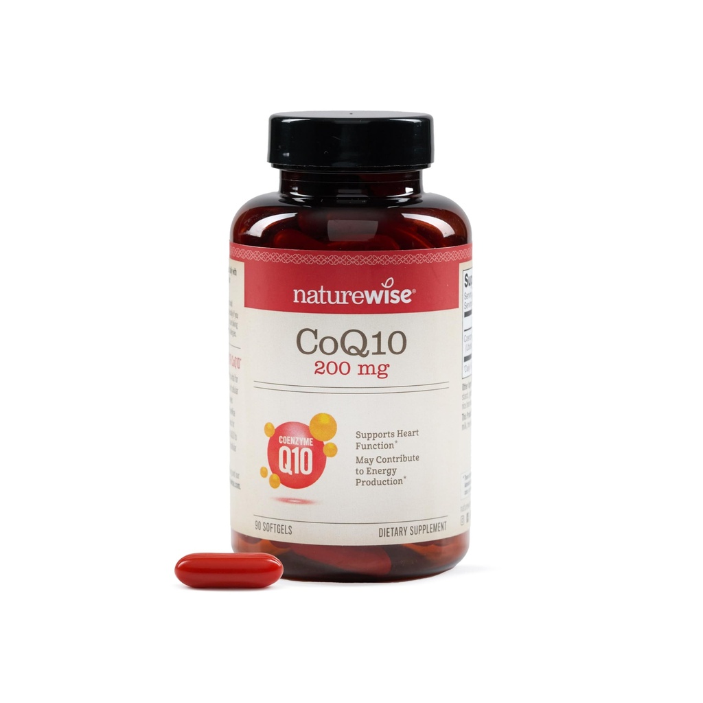 NatureWise CoQ10 200mg Softgels, 높은 효능 Ubiquinone - Coenzyme Q10 보충 - 심장 건강 + 에너지를위한 산화 방지제 - Vegan, Non-GMO, 글루텐 - 무료 90 카운트 [3-달 공급]