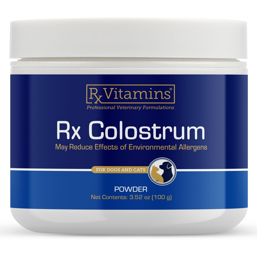 Rx Vitamins Colostrum for Dogs & Cats - 전체적인 Bovine Colostrum 분말 - 고양이 & 개 보충 이상적인 면역 지원, 소화 건강 및 알레르기 지원 촉진 - 3.52 oz (100g)