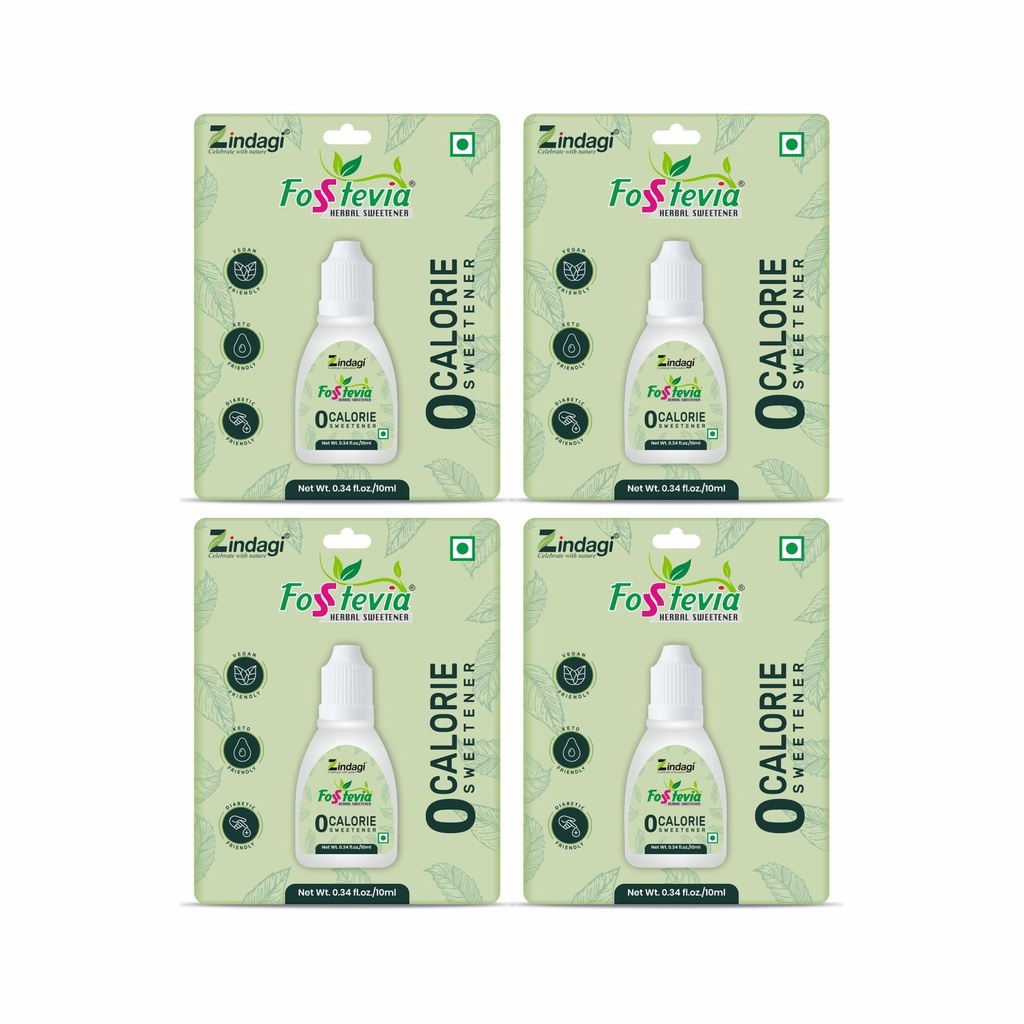 Zindagi Stevia Liquid Drops | Natural & Zero Calorie Sugar Subsitute | Pack Of 4