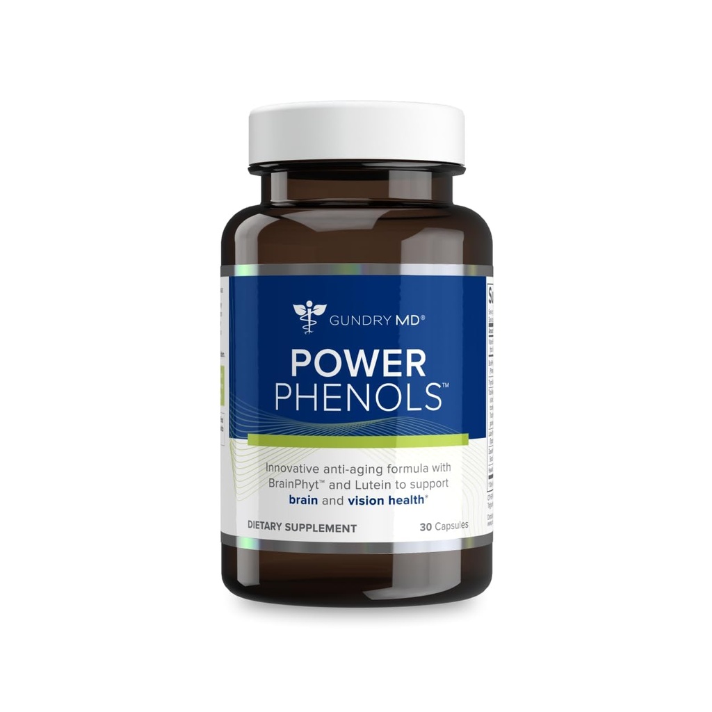 Gundry MD Power Phenols Brain Health Supplement for Cognition, 초점, 동기 부여, 생산력, 에너지 - (30 인분)