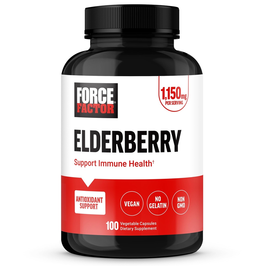 FORCE FACTOR Elderberry 캡슐, Immunity 보충교재 및 산화 방지제는 남자와 여자, 매일 Immunity 부스트, Vegan, 젤라틴, 비 GMO, 100 식물성 캡슐을 보충합니다