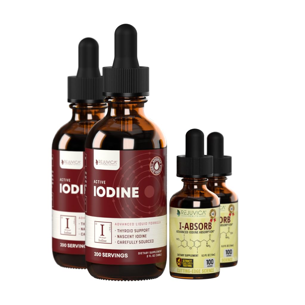 Active Iodine + iAbsorb - Nascent Iodine Drops - 더 나은 흡수를위한 액체 배달 - 더 나은 납품을위한 Cofactors - 건강한 에너지, 활력 및 면역 수준을 지원합니다