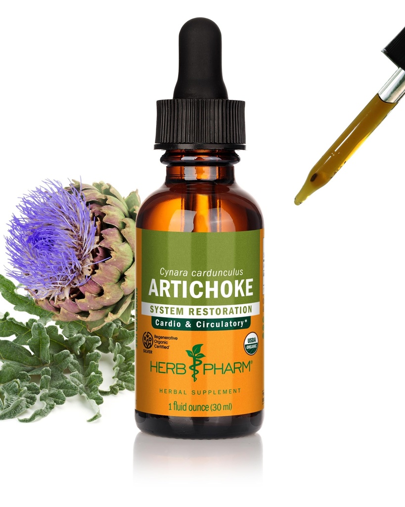 허브 Pharm은 심장 혈관 및 순환 지원을위한 유기 Artichoke 액체 추출물을 인증 - 1 Ounce