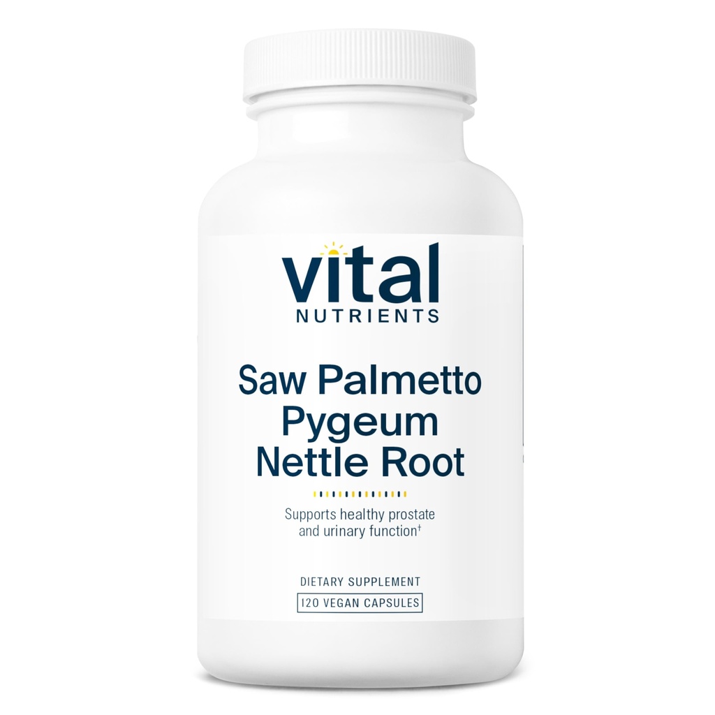 Vital Nutrients Saw Palmetto with Pygeum & Nettle Root - Vegan Saw Palmetto for Men Supports 건강한 전립선 기능 * - 글루텐, 낙농장, Soy Free - 120 캡슐