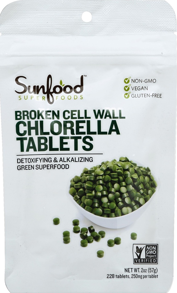 Sunfood Superfoods Chlorella 정제 - 클로로필, 클로렐라 보충교재, 클로로필 알약, 브로큰 세포 벽 조류 캡슐, 비 GMO, Vegan - 2개 oz 부대