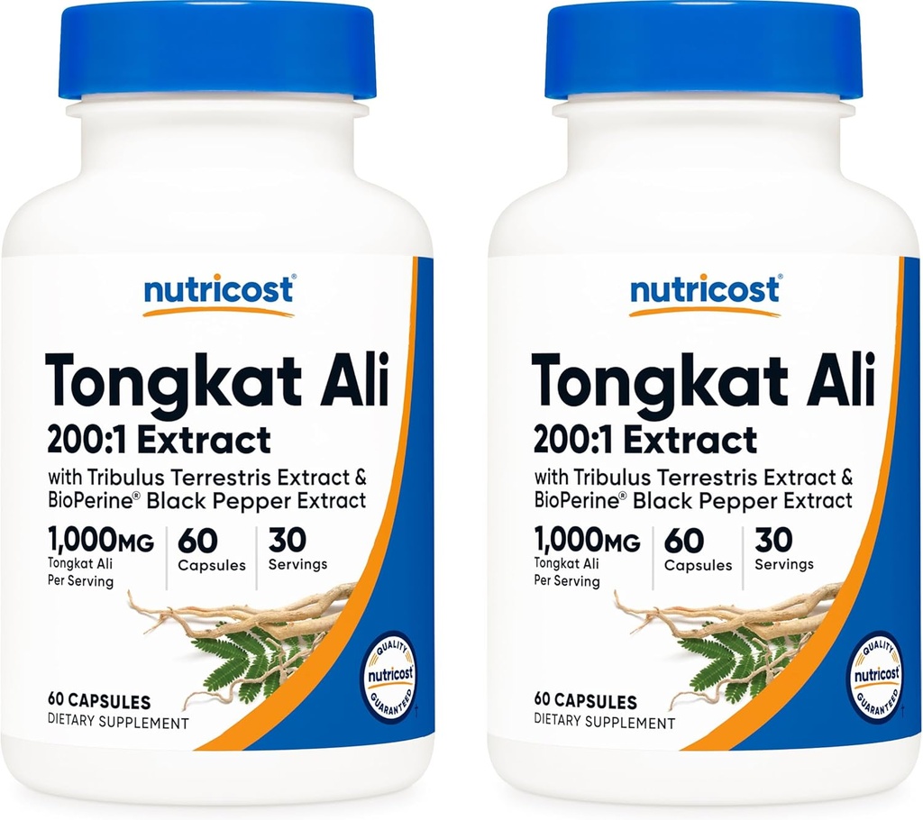 Nutricost Tongkat Ali 1,000mg, 60 Caps (2 병) - 30 병, Veggie Caps, Non-GMO, 글루텐 무료