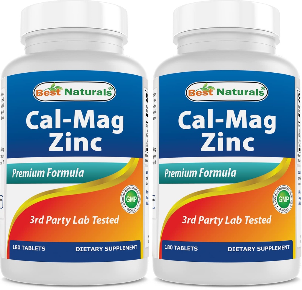 2 팩 - 최고의 천연 칼슘 마그네슘 아연 - 180 정제 - Essential Cal Mag Zinc Mineral Complex (총 360 정제)