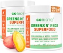 GOBIOTIX Super Greens and Reds Powder - Red and Green Superfood - Probiotic Supplement - 소화 효소 및 베트 루트 분말 - 유기 전체 식품 다이어트 보충교재 (만고, 2 팩)