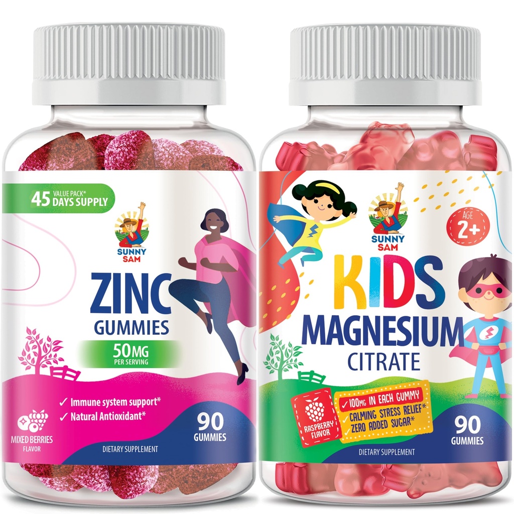 어린이 & 성인을 위한 성인 & 마그네슘 Gummies를 위한 밝은 SAM 아연 Gummies - 100mg - Calm 마그네슘 Chews
