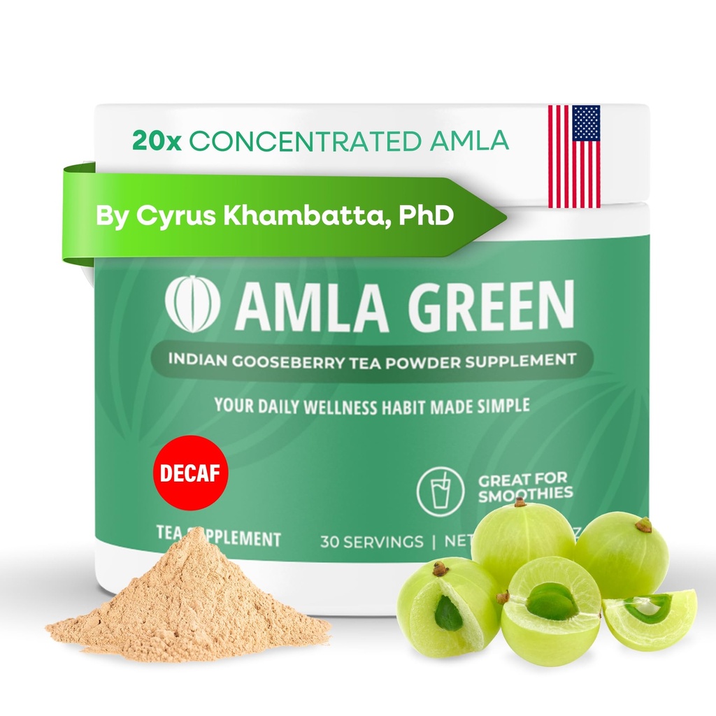 Amla 분말 & Decaf 녹색 차 Superfood 보충교재, 20x 매우 집중된 Amla의 Oolong 차와 인도 Gooseberry, 유기, Vegan, 데카, 30의 서빙으로 만드는 산화 방지제 지원