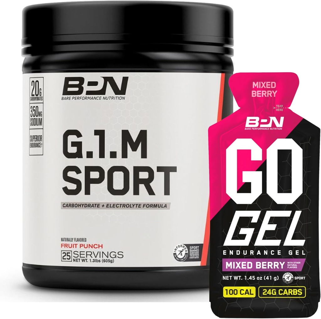 BARE PERFORMANCE NUTRITION BPN G.1.M. 스포츠 내구 훈련 연료 & Go Gel 내구 젤 혼합 베리 번들