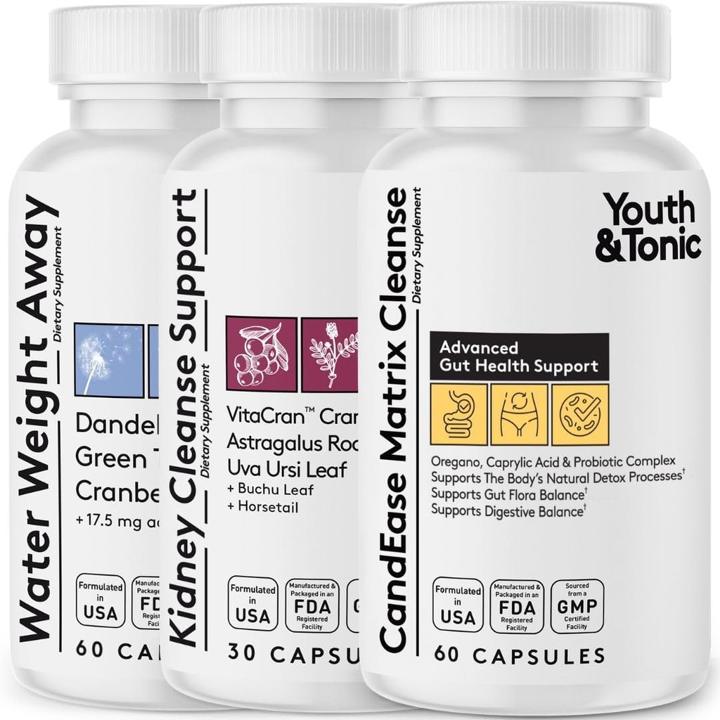 청소년 & Tonic CandEase Complex 번들 보충 | 소화 시스템 Cleanse Gut Health & Intestinal Flora Support