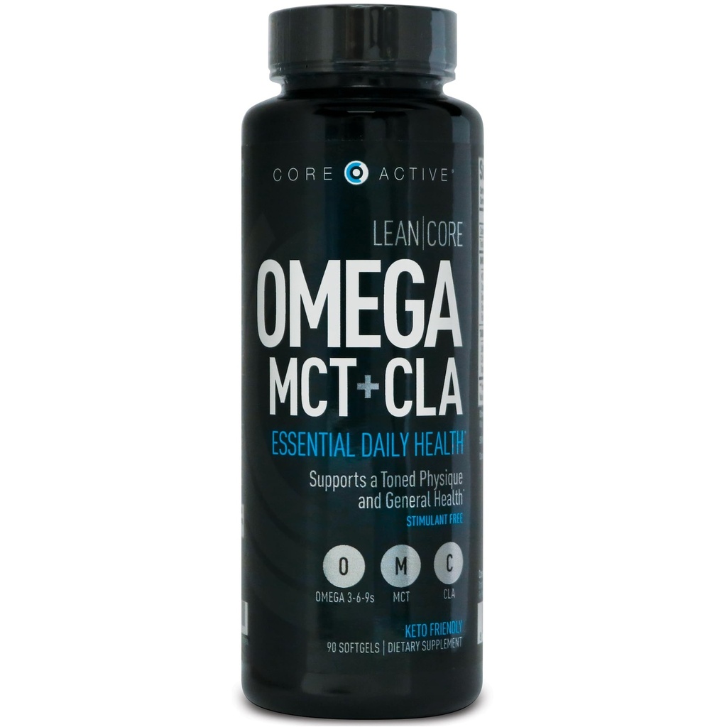 Lean CORE Omega MCT + CLA - 자극제 자유로운 건강 공식, Lean 근육 & Toned Physique, Omega 3-6-9 지방산 - Flaxseed 물고기 기름 코코넛 기름 Keto 친절한 30 일 공급 (90 Softgels)
