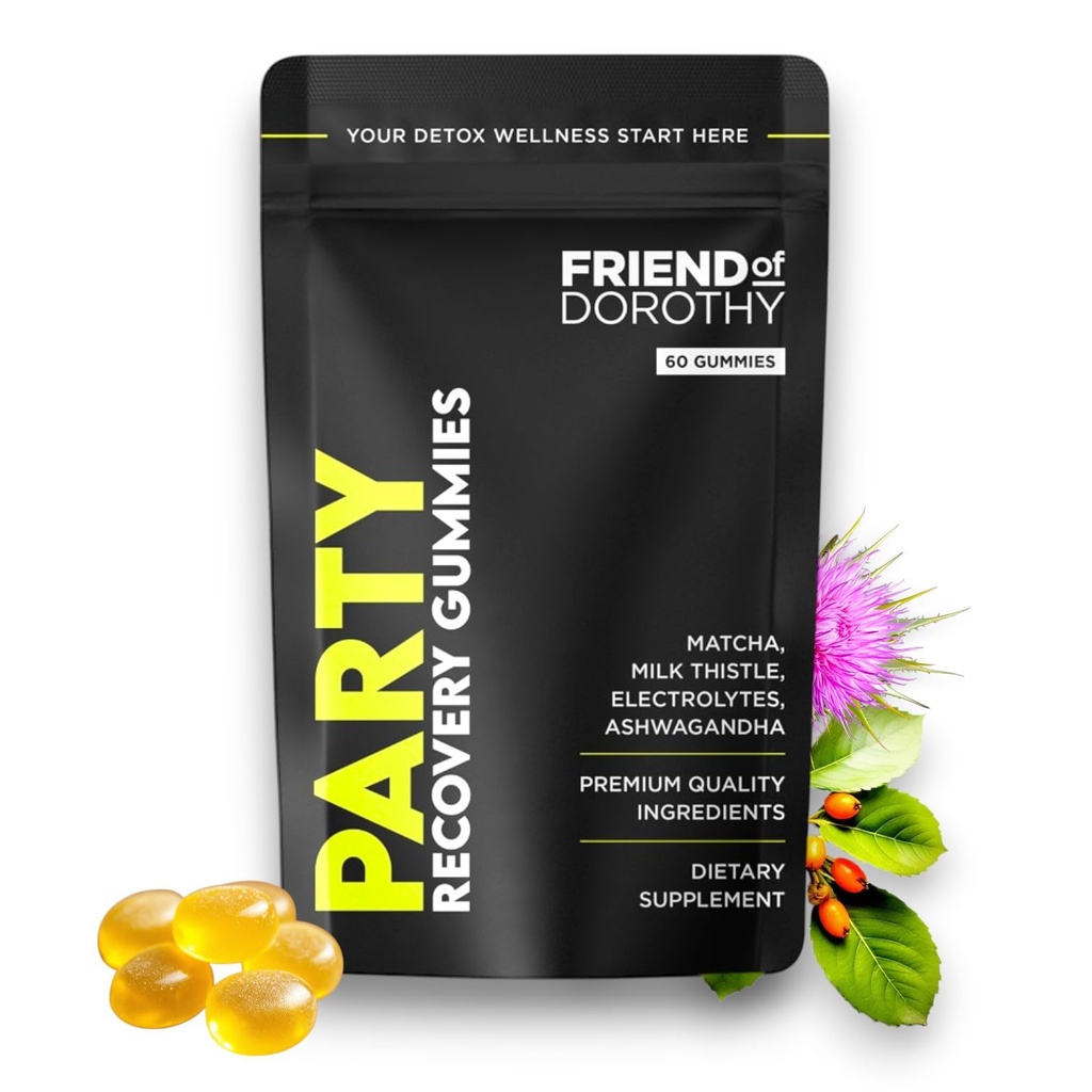 파티 복구 Gummies – Detox, Hydration & Energy Boost with Electrolytes & Matcha – 뇌 안개 감소 & 지원 무드 – 팩 당 60 Gummies
