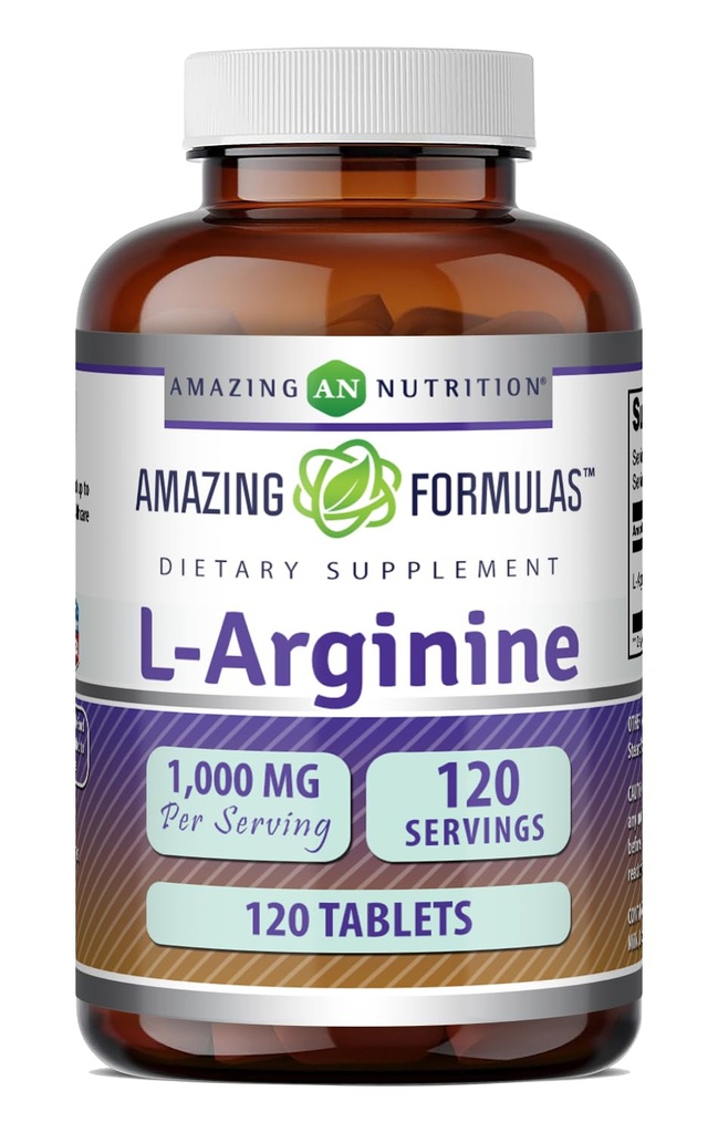 Amazing Formulas L-Arginine Supplement | 1000 Mg Per 서빙 | 타블렛 | 여성용 아미노산 보충 | 비 GMO | 글루텐 프리 | 미국 (1 팩 | 120 개)