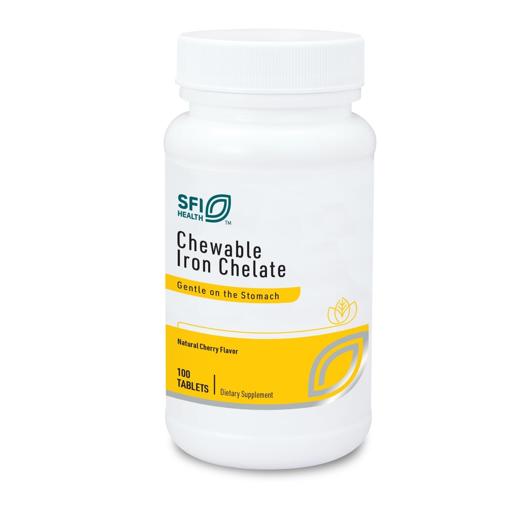 Klaire Labs SFI 건강 Chewable Iron Chelate - 30 Milligrams Elemental Iron, Stomach & Hypoallergenic, 자연 체리 맛 (100 정제)에서 쉬운